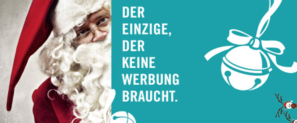 Key-Visual Weihnachtskarte Schleuse01: Weihnachtsmann und Glocke