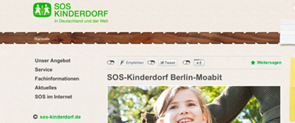 Ansicht auf Website SOS Kinderdorf