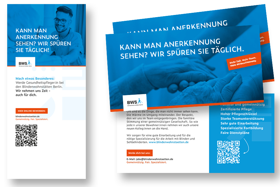 Messeausstattung Werbemittel Blindenwohnstätte Rollup, und Flyer